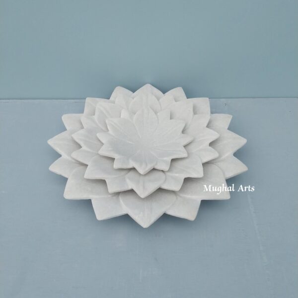 Handcrafted White Marble Floral Plates - Decorative Catchall Dishes