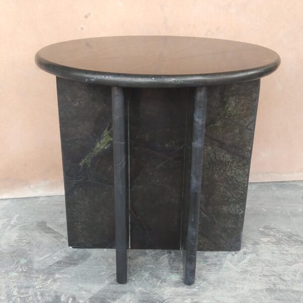 Handmade Black Marble Coffee Table: Modern Round Accent Table