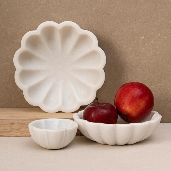 Handmade Marble Petal Bowl: Elegant Home Decor Accent