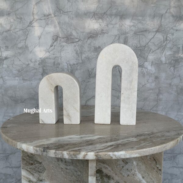 Handmade White Marble Sculpture Set: Tabletop Home Decor Centerpiece