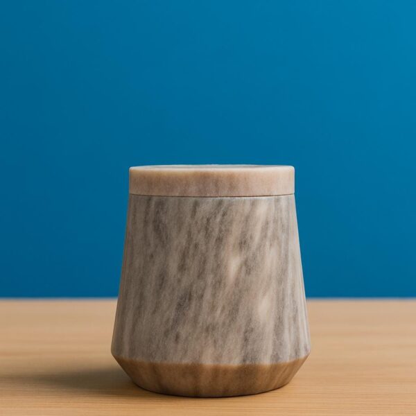 Handmade Marble Storage Jar: Rustic Kitchen Canister, Bathroom Organizer