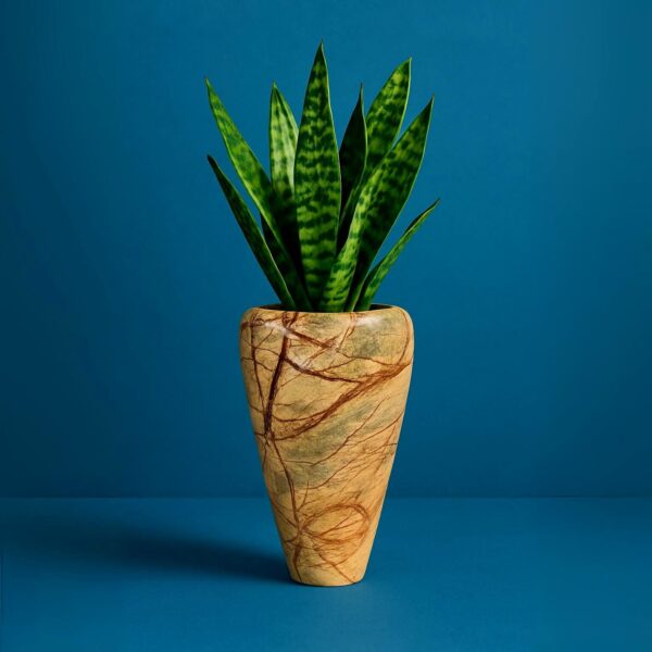 Handcrafted Marble Flower Vase: Rustic Mughal Home Decor