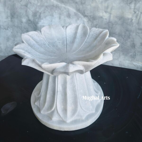 Handcrafted Marble Flower Bowl planter | Indian Marble Handicraft | White Stone Decor