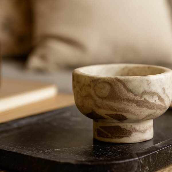 Handcrafted Marble Bowl: Decorative Natural Stone centre piece