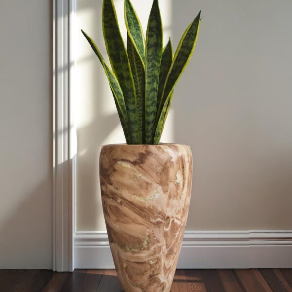Handcrafted Marble Flower Vase: Rustic Mughal Home Decor