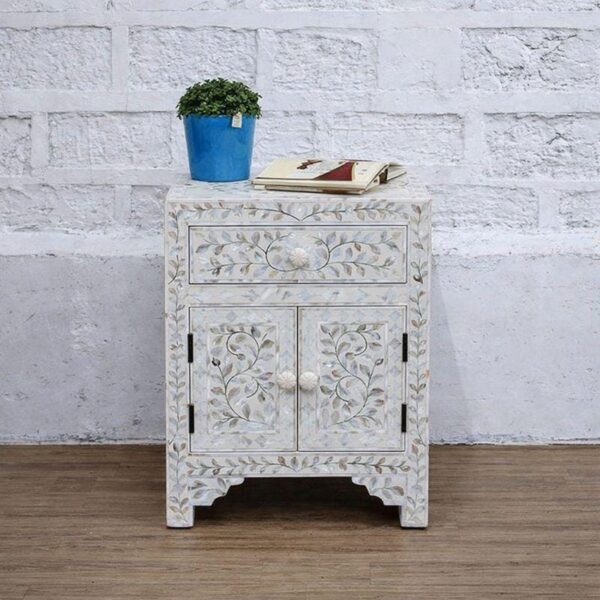 Handmade Mother of pearl Bedside Table 2 Drawer Nightstand