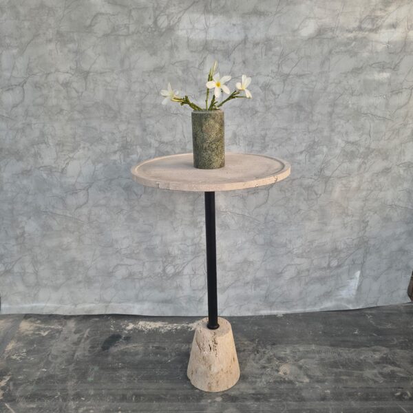Handcrafted Travertine Marble Side Table | Modern Accent Coffee Table | Indian Handmade Furniture