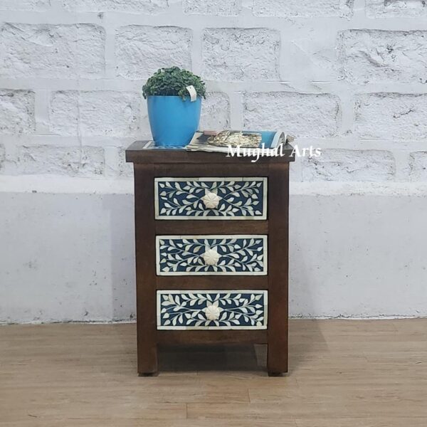 Handmade Bone inlay Nightstand| Floral Bedside table| Home Decor