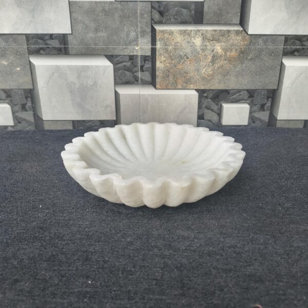 Handmade White Marble Ruffle Bowl | Home Decor Organizer