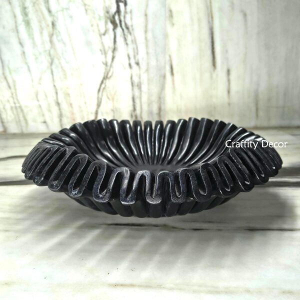Handmade Black Marble Ruffle Bowl: Decorative Home & Jewelry Organizer 6,9,,12,15 and 18 inches