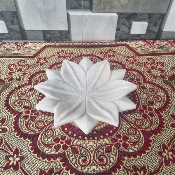 Handcrafted White Marble Floral Plates - Decorative Catchall Dishes