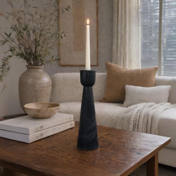 Handmade Black Marble Candle Holder : Minimalist Taper Candle Stands